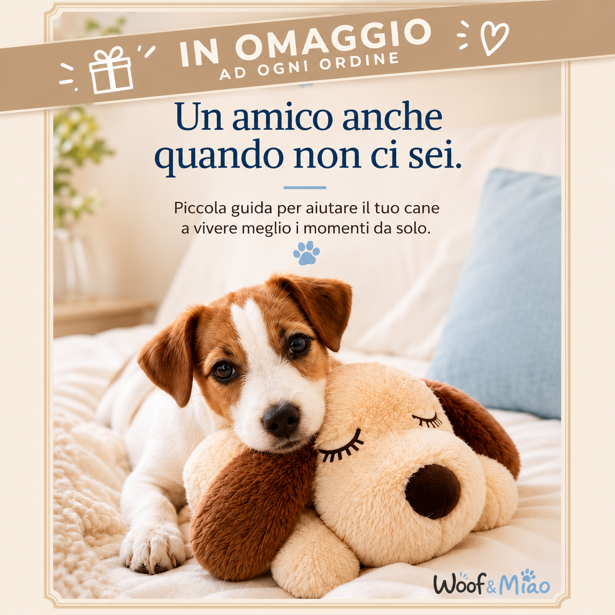 Peluche Calmante per Cani con Battito Cardiaco + Guida Digitale in Omaggio