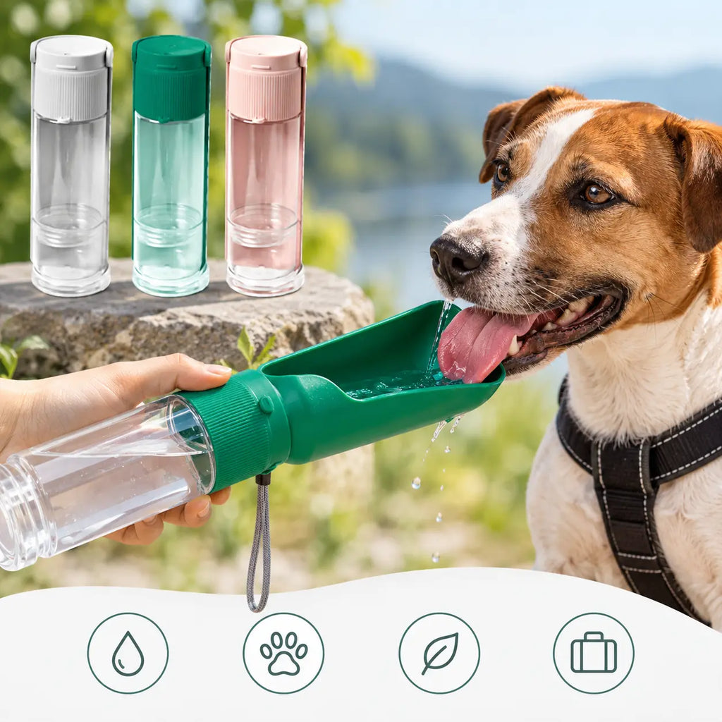 Borraccia Portatile per Cani e Gatti 2 in 1  Acqua & Crocchette