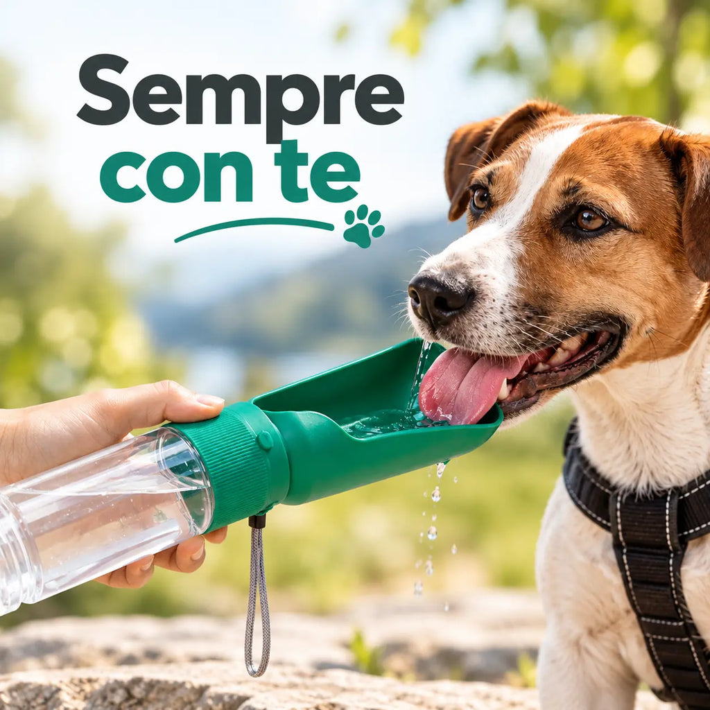 Borraccia Portatile per Cani e Gatti 2 in 1  Acqua & Crocchette