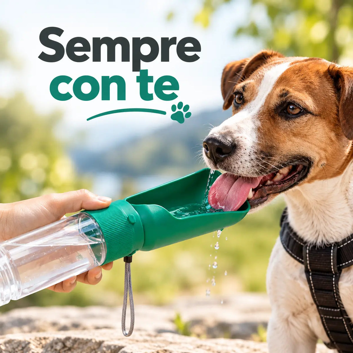 Borraccia Portatile per Cani e Gatti 2 in 1  Acqua & Crocchette