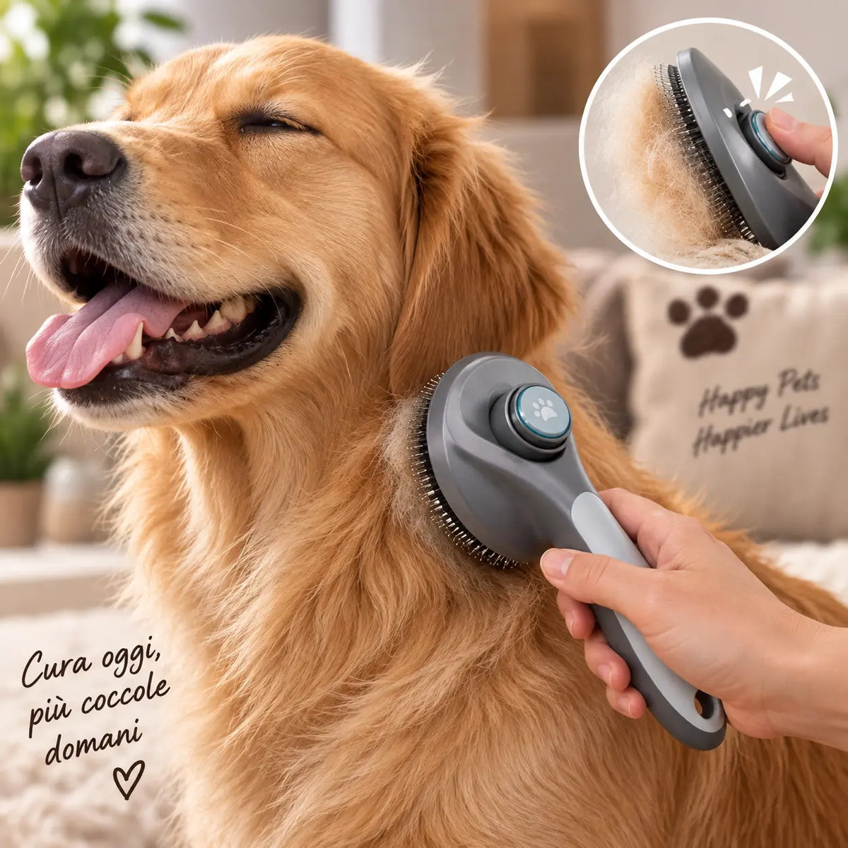 PetCare Brush  Spazzola Rimuovi Pelo e Nodi, Autopulente
