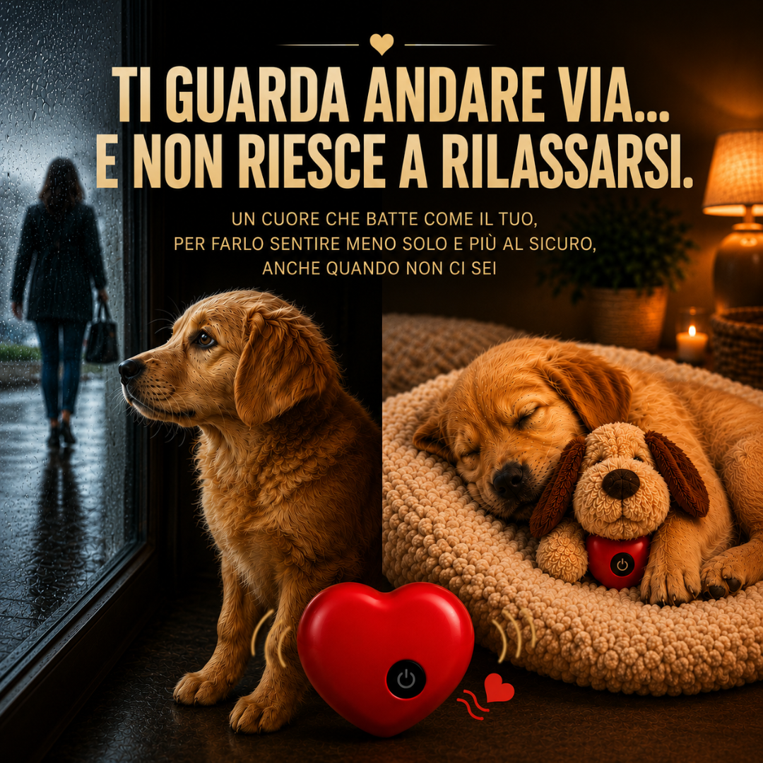 Peluche Calmante per Cani con Battito Cardiaco + Guida Digitale in Omaggio